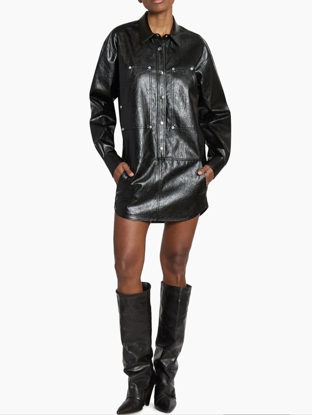 Isabel Marant Étoile Ayali Faux-Leather Shirtdress - Size 34 (US size 2)
